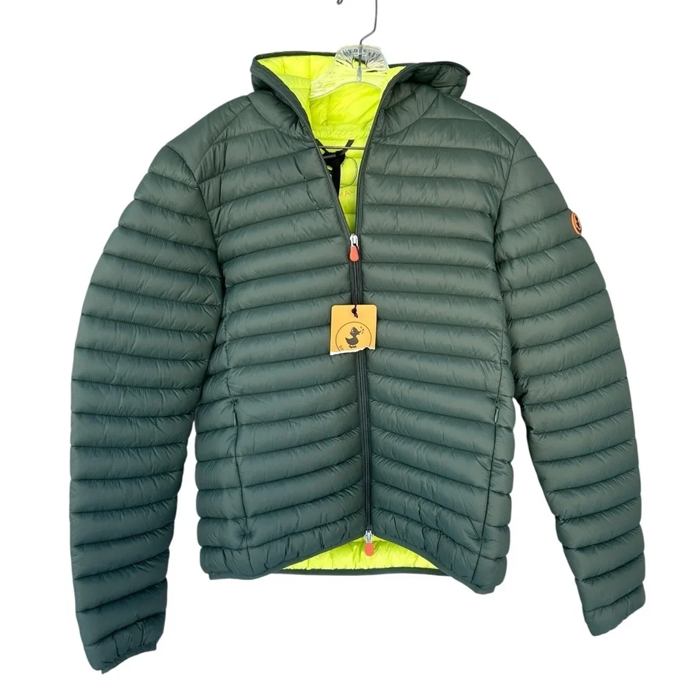 NWT Save the Duck Hooded Packable Puffer Jacket - Men’s Medium - Hunter Green